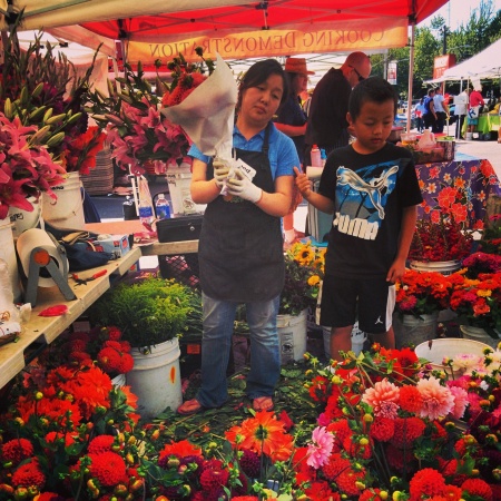 Yeng Garden.  The Yeng Family working hard at bringing their beautiful flowers   to Madrona Farmers Market